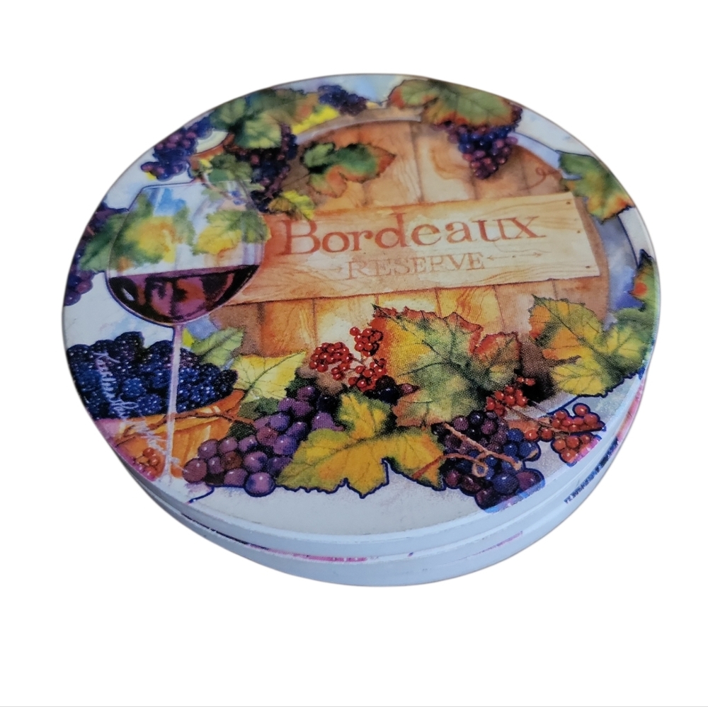 Bordeaux Reserve Wine Themed Stone & Cork Coaster Set Of 4